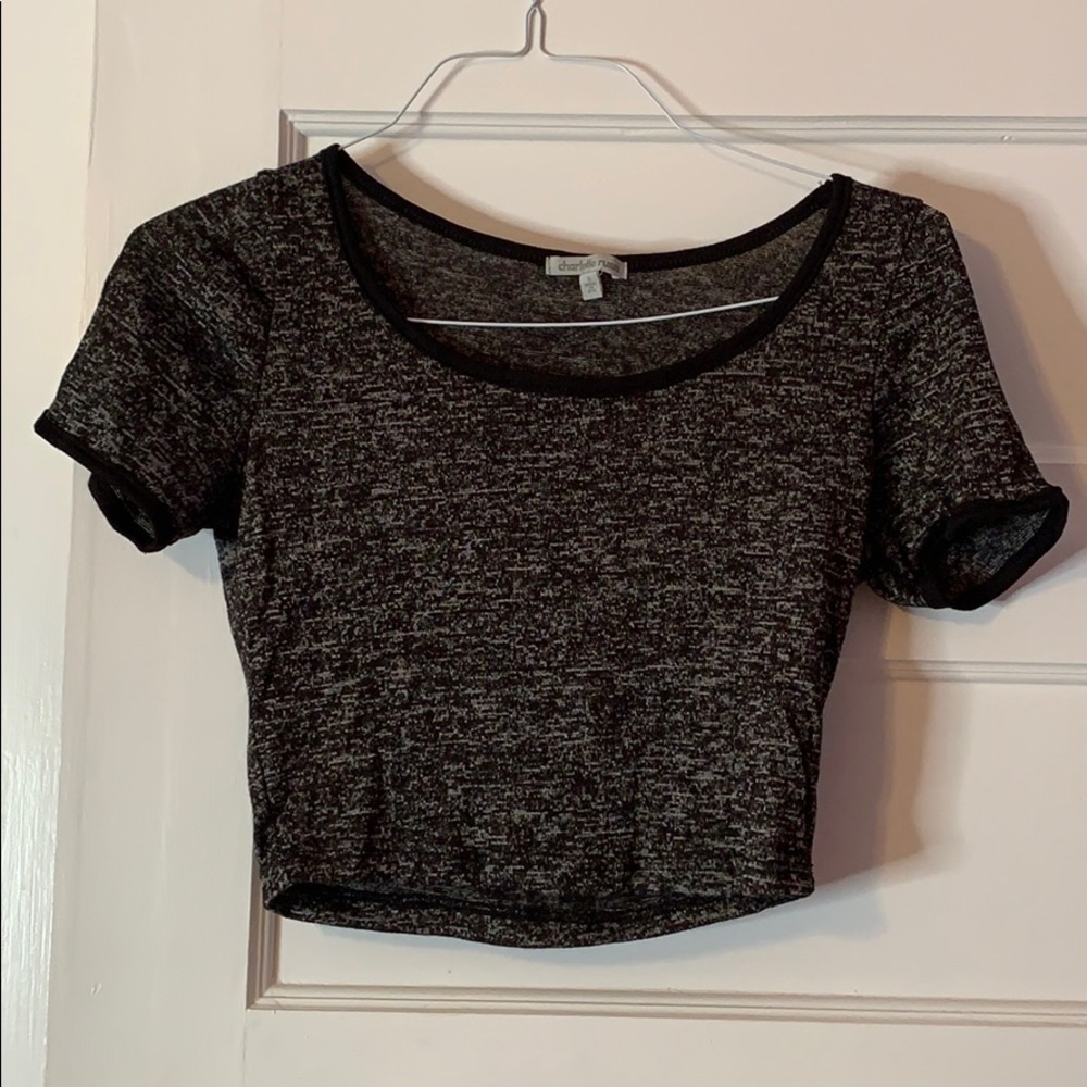 Black/Grey Heather Crop Top T-Shirt